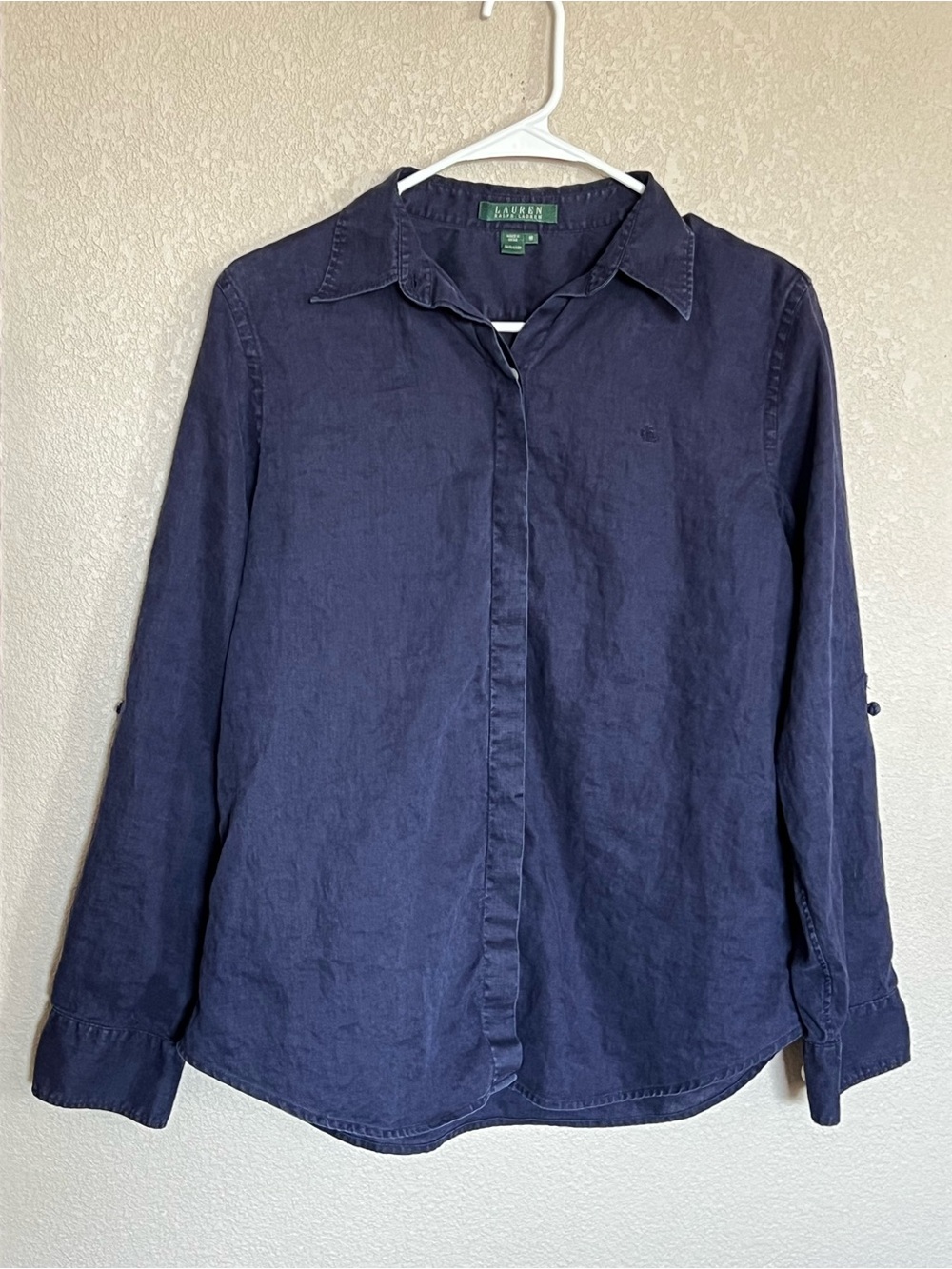 Ralph Lauren Dark Navy Button-Front Long Sleeve Shirt